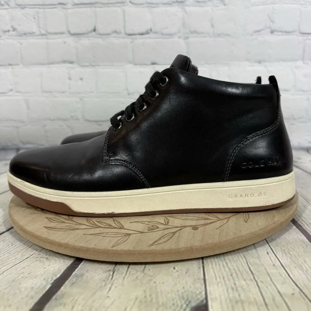 Cole Haan Mid Cut Chukka Vartan 2.0 Men 10 M Black Leather Sneakers C32240 Shoes